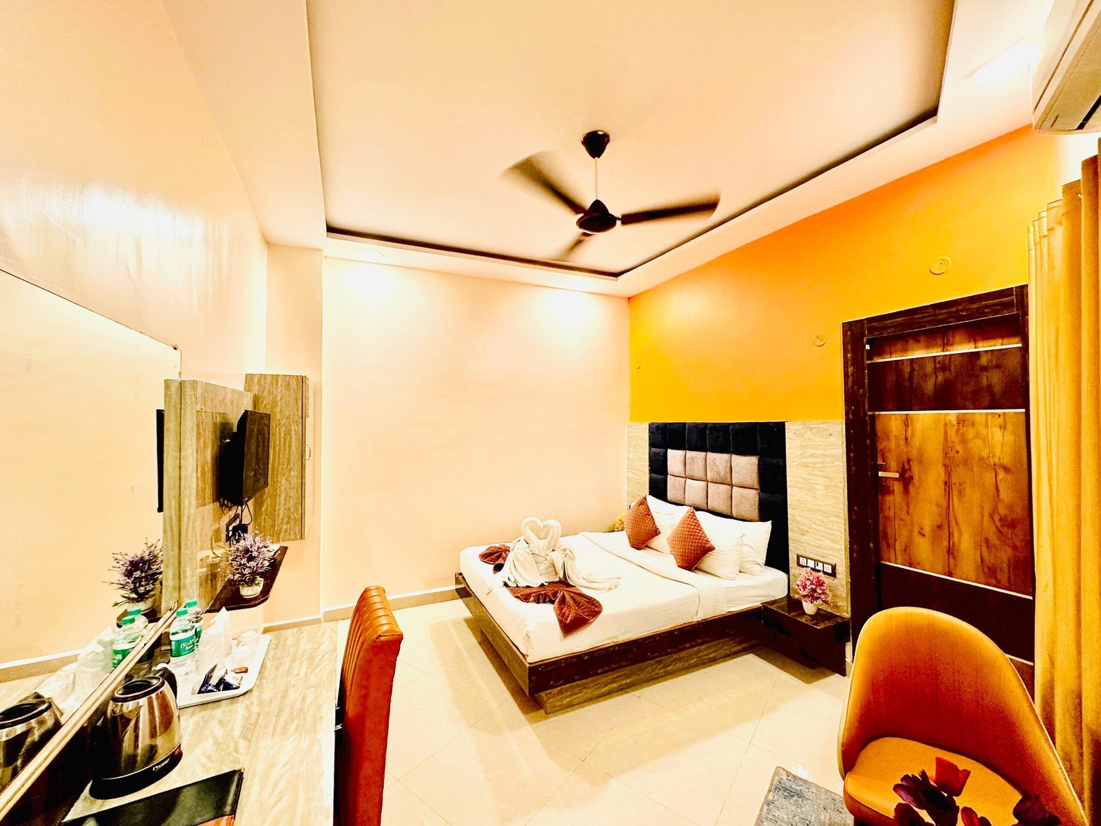 Executive Room with work desk and double bed at Hotel Sky International, Shamshabad