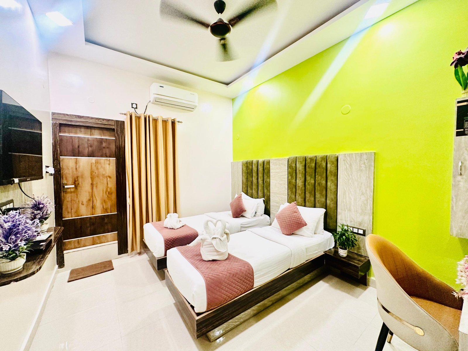 Executive Twin Room with two single beds at Hotel Sky International near Hyderabad airport